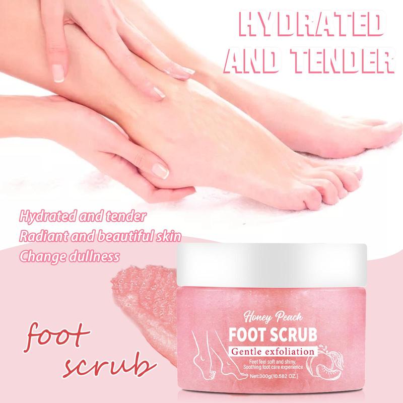 300g Peach Flavor Foot Scrub, Moisturizing Deep Cleansing Body Scrub for Face, Body, Hands and Feet, Skin Care Product