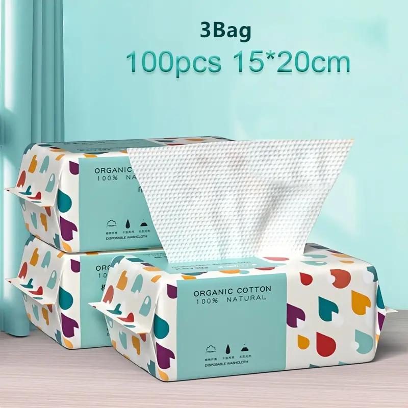 Disposable Washcloth (3 Bags), Summer Stuff Comfort Thick Cleansing Face Towel, Make Up Soft Removing Wipes, Dry Cleanser Towelettes for Skin Care