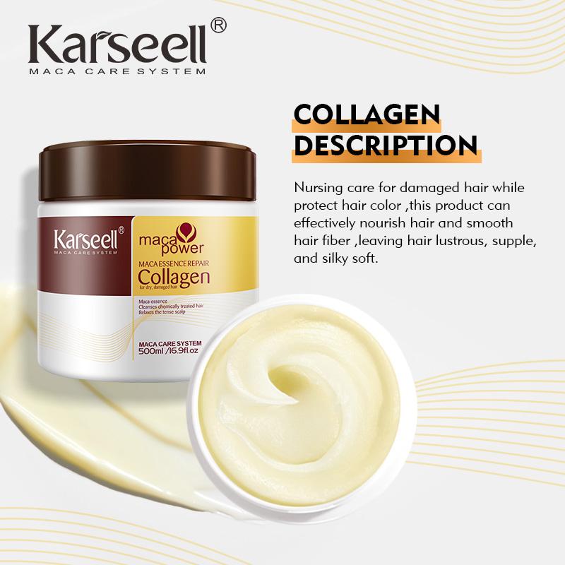 Karseell Collagen Deep Nourishing Repair Hair Argan Oil Frizz-Smoothing Hair Mask Serum All Hair Types 16.90 oz 500 ml Conditioner Haircare