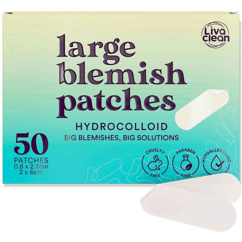 Livaclean 50CT Large Hydrocolloid Acne Pimple Patches Blemish Skincare