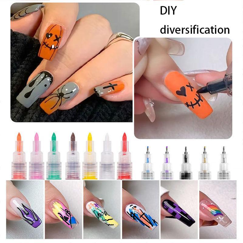 Waterproof DIY Graffiti Nail Art Pen Set, 12pcs set Colorful Acrylic Marker Pen, Professional Nail Art Tool for Women & Girls