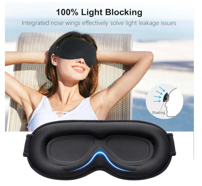 Blackout Sleep Eye Mask for Women Men, Zero Eye Pressure Sleeping Mask - Ergonomic Design 3D Cutout Eye Movement