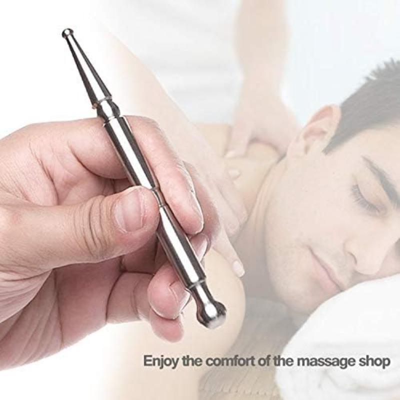 Stainless Steel Acupuncture Massage Pen, Double Headed Body Point Probe Pen, Manual Deep Tissue Massage Tool for Facial Reflexology Massage and Full Body Meridian