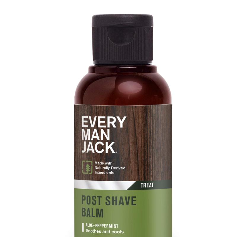 Every Man Jack Men's Post Shave Balm - Calms Irritation, Cools Skin, Hydrates, Absorbs Fast - Made with Naturally Derived Ingredients like Coconut Oil, Aloe Vera, Natural Menthol - 3.2oz Daily Aftershave Skin Care