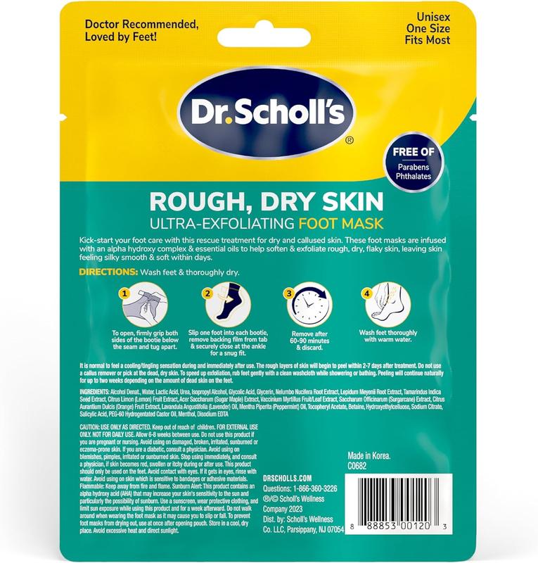 Dr. Scholl's Rough, Dry Skin Ultra Exfoliating Foot Peeling Mask, 3 Pairs Moisturizing Socks Gently Peels and Softens, with Urea, Dry Skin Callus Remover for Feet