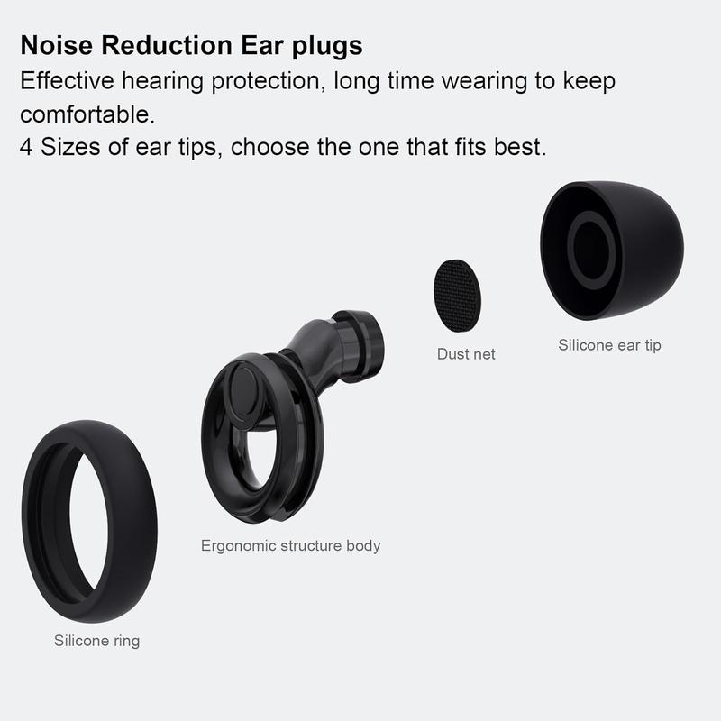 Ear Plugs for Noise Cancelling Ear Protection EarPlugs for Sleep,8 Pairs Ear Tips in XS, S, M, L -30dB  Earplugs for Noise Reduction