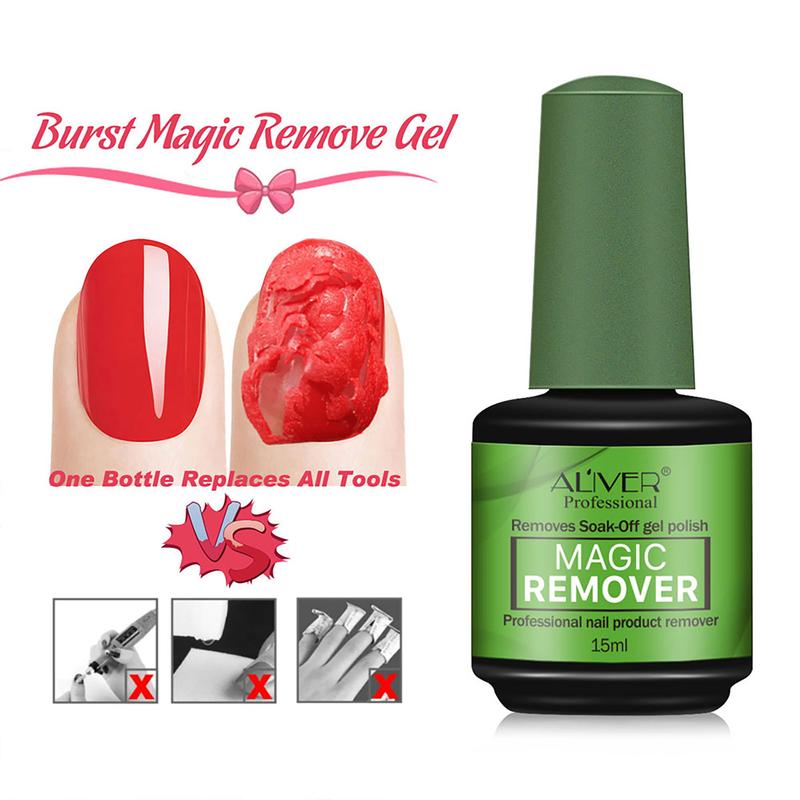 Magic Soak-Off Quick,Professional Nail Polish Remover for Natural, Gel Nails (15ml)