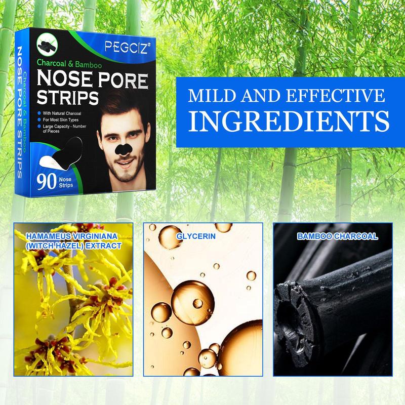 Men's Nose Pore Cleaning Strips, 90pcs box Oil-control Deep Cleansing Nose Strips, Men's Grooming Product for Christmas Gift, Nose Care Product for Men