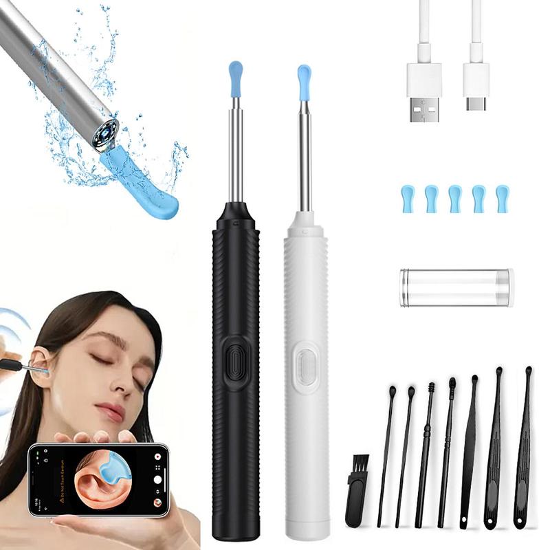 Intelligent Visual Ear Scoop, 1 Box Ear Wax Remover with 5 Counts Ear Scoops & 8 Counts Ear Digging Tools, Rechargeable Ear Wax Removal Kit for Smartphones