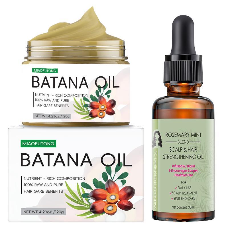 Batana Oil & Rosemary Mint Scalp & Hair Strengthening Oil, 2 Counts set Hair Care Oil for Women & Men for All Hair Types