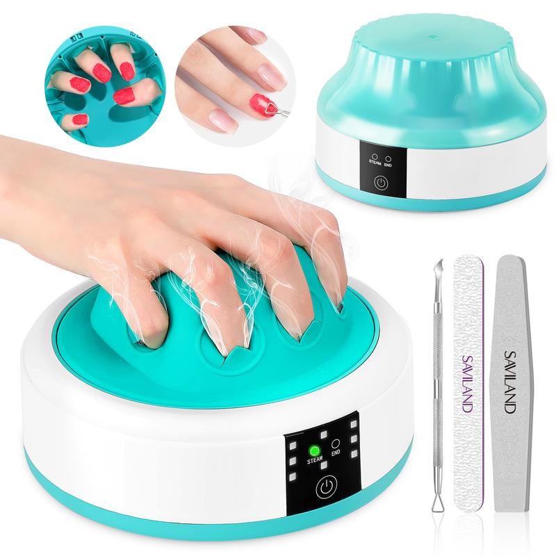 SAVILAND Nail Soaking Bowl Steam: Automatic Heating Ultrafast Nail Polish Remover Machine Gentler U V Gel Nail Polish Removal | Acrylic Nail Remover Kit | Dip Powder Remover Nail Art Tools Home Salon