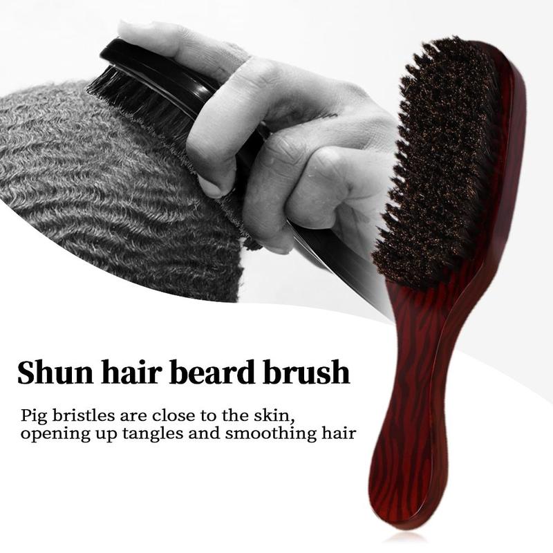 Wooden Handle Beard Hair Brush, Soft Bristles Hair Styling Tool, Beard Styling Comb for Men, Christmas Gift