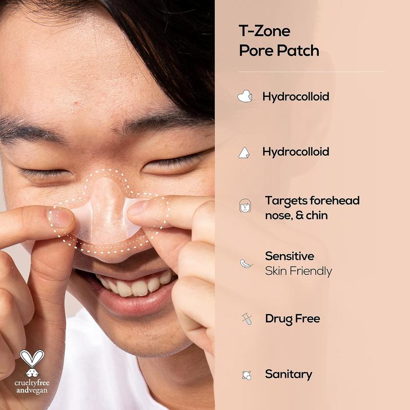 T-Zone Hydrocolloid Pore & Nose Patch | For Blackheads & Clogged Pores | Fits Nose, Chin, and Forehead | Korean Beauty | 4 Pore + 4 Triangle Patches Skincare Comfort