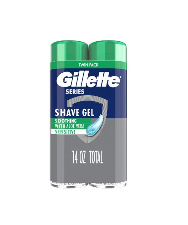 Gillette Series 3X Action Shave Gel, Sensitive Twin Pack, 7 Oz (Pack of 2) Geles de afeitar