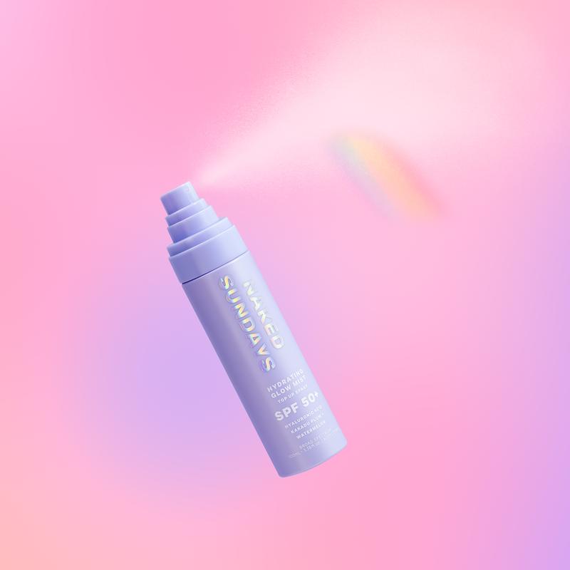 Naked Sundays SPF50+ Hydrating Glow Mist - Topping Up Facial Sunscreen Skincare with Hyaluronic Acid