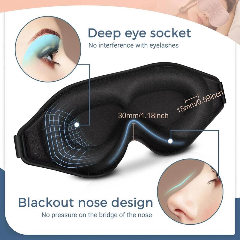 3D Sleep Mask, 1 Count Adjustable Blackout Eye Cover, Soft Comfortable Eye Mask for Sleeping, Yoga, Travel, Eye Care Product for Men & Women