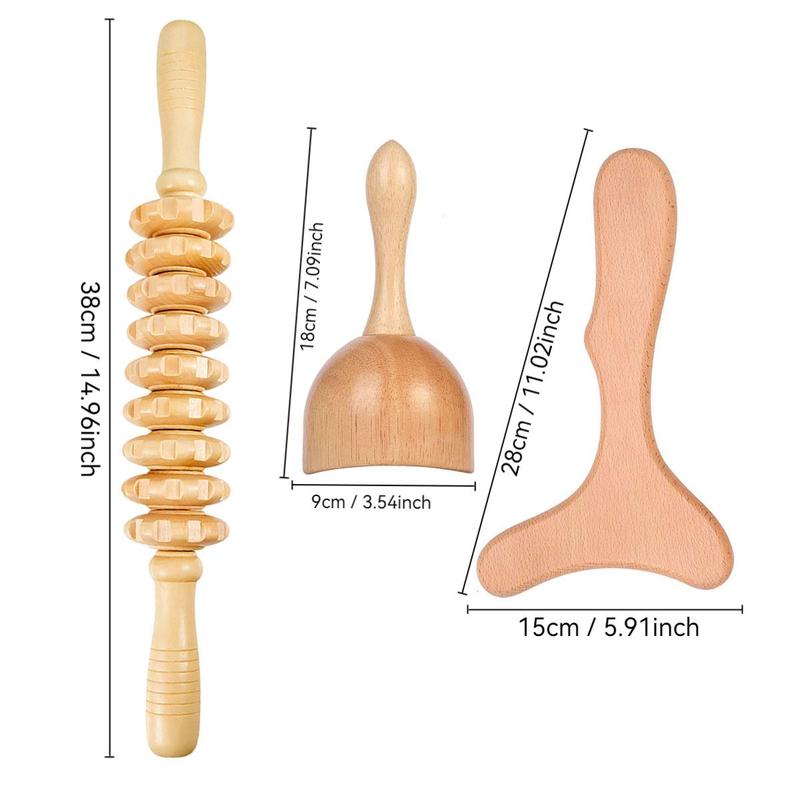 Wooden Massage Tool Set, 3 Counts set Manual Massage Tool, Lymphatic Drainage Massager, Wooden Massager for Maderoterapia, Body Sculpting & Contouring, Body Care Tools