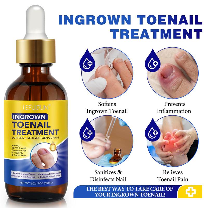 Ingrown Toenail Care Set, 1 Box Soothing Toenail Oil & Toenail Patches & Nail File, Nail Care Product for Men & Women