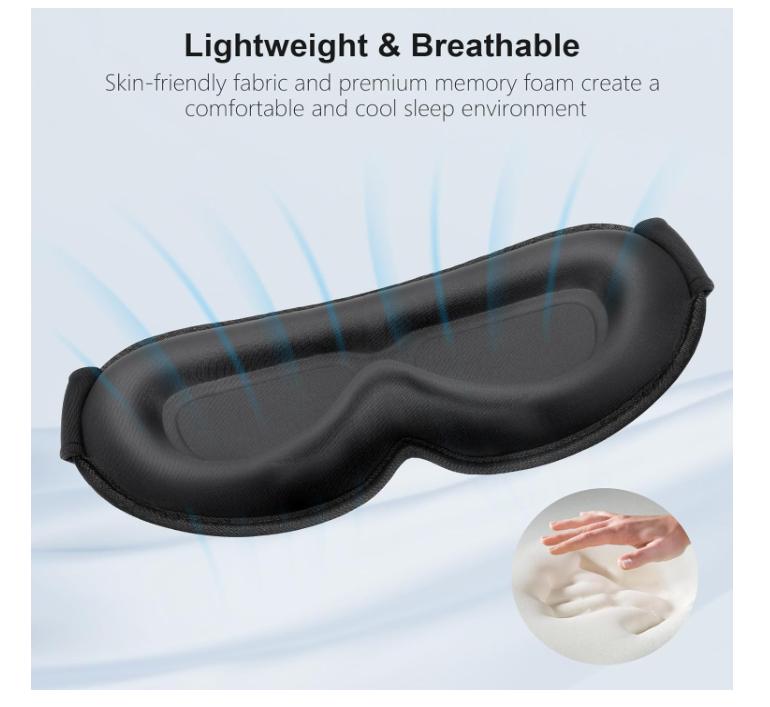 Blackout Sleep Eye Mask for Women Men, Zero Eye Pressure Sleeping Mask - Ergonomic Design 3D Cutout Eye Movement