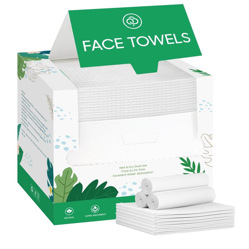 Disposable Facial Towel, 50 Counts box Soft Comfort Double Side Deep Skin Cleansing Facial Towel, Multi-purpose Wet and Dry Dual-use Facial Cleansing Towel, Travel Essentials