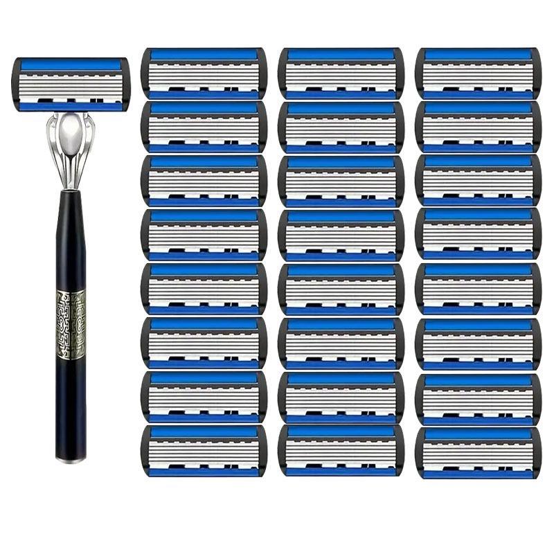 Men's Razor Set, 29pcs set 6-layer Safety Razor Blade Set, Replaceable Shaving Tools, Men's Facial Razor, Men's Care Products, Christmas Gift