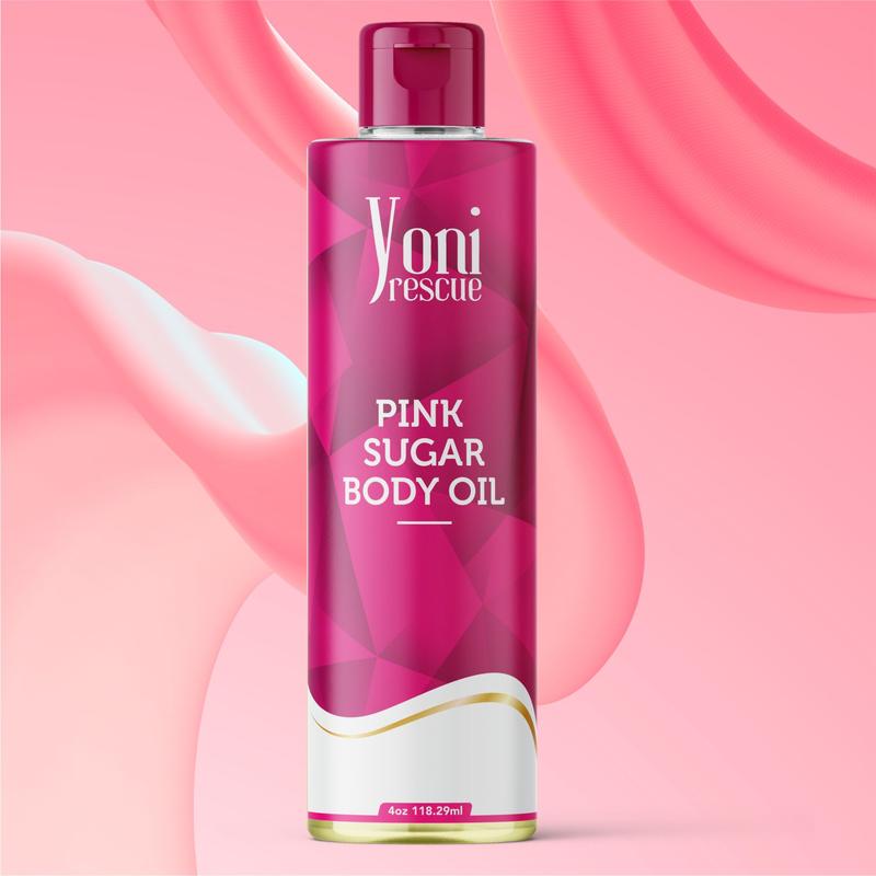 Pink Sugar Body Oil, 4oz, with Apricot, Jojoba, Avocado Oils & Vitamin E Oil, Fast-Absorbing, Nourishes and Hydrates Skin, Skin Repair, Body Care, Ideal for All Skin Types, Pink Sugar Fragrance Moisturizer by Yoni Rescue