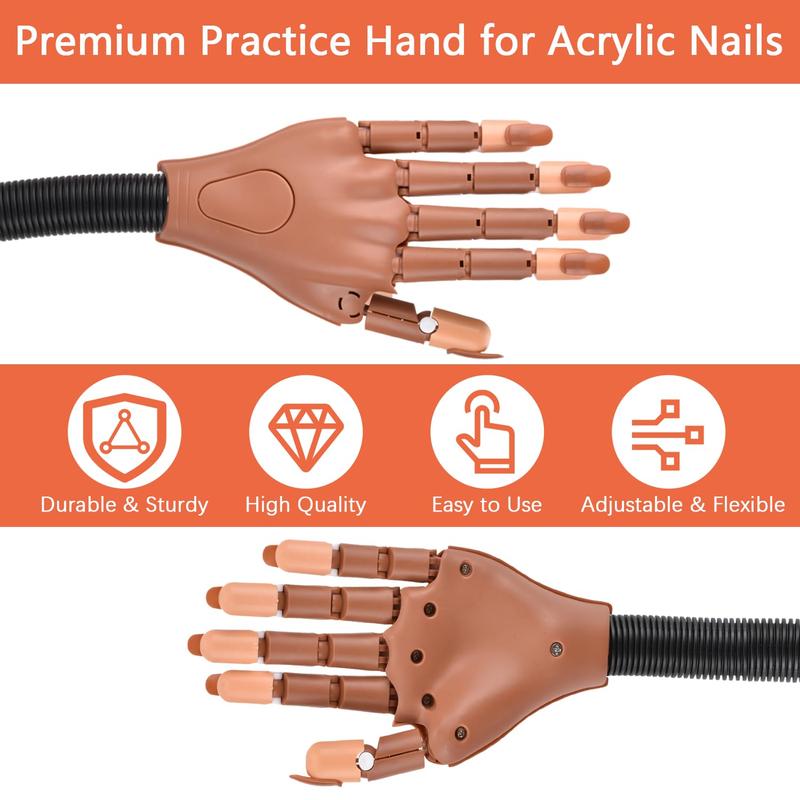 Practice Hand for  Nails,  Practice Hand,  Trainning Hand, Flexible  Practice Hand Kits with 200 count  Tips,  Files and Clipper,  Supplies for  Techs