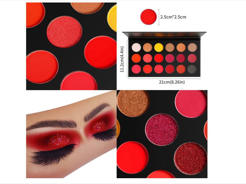 Afflano Red Eyeshadow Palette Highly Pigmented, Long Lasting True Red Eye Shadow Christmas Clown SFX Halloween Makeup Pallet Matte Shimmer