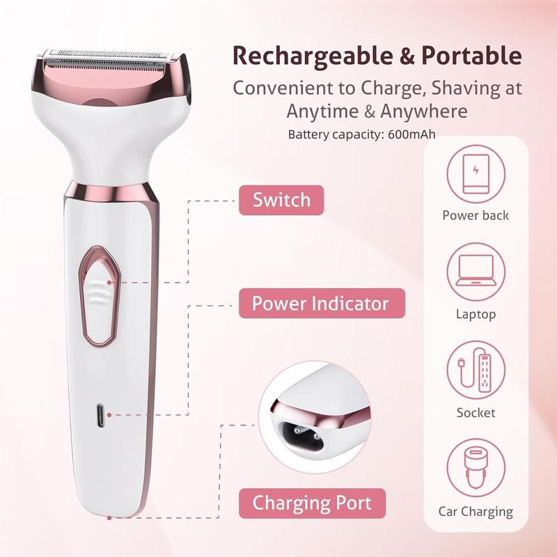 4 in 1 Electric Shaver, 1 Set Hair Trimmer, Cordless Shaver for Face Legs Eyebrow Nose, Portable Electric Razor, Epilator Hair Remover, Shaver for Women, Cruel Summer