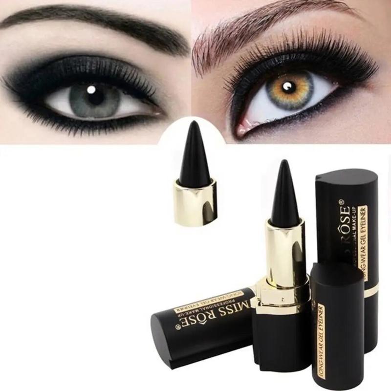 Miss Rose Black Eyeliner Pencil Waterproof Eye Enhancing Stick Solid Thick Gel Smooth 24 Hours Long Lasting Smoky Eye Liner Cosmetic Beaut Lipliner Makeup Color