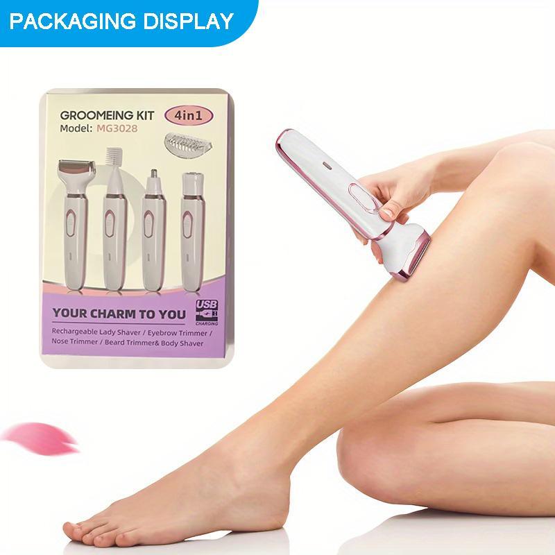 4 in 1 Electric Shaver, 1 Box Rechargeable Electric Hair Removal Tool, Portable Hair Removal Tool for Face, Nose, Legs, Underarms, Bikini, Body Care Products