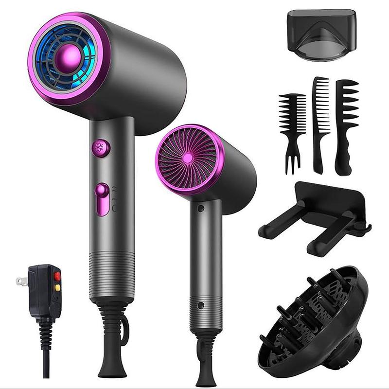 Professional Hair Dryer with Accessories, 1 Set Fast Drying Blow Dryer with 2 Speeds & 3 Heating Modes & Cooling Buttons, Hair Styling Tool for Salon & Home Use, Personal Care Appliances