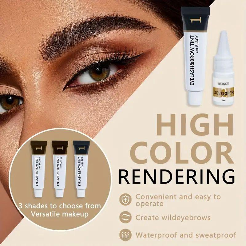 Eyelash & Brow Tint 3 Colors Available - Waterproof, Sweatproof, and Long-Lasting - Easy to Operate and Understand - Quick Coloring and High Color Development - Versatile Makeup Cosmetic