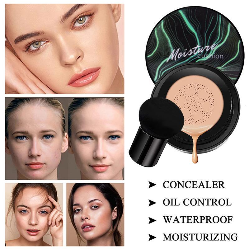 Moisturizing Mushroom Head Air Cushion CC Cream, Long Lasting Hydrating Makeup Base, Full Coverage Flawless Makeup Cream, Lightweight Concealer Foundation Cosmetic Product, Makeup Products