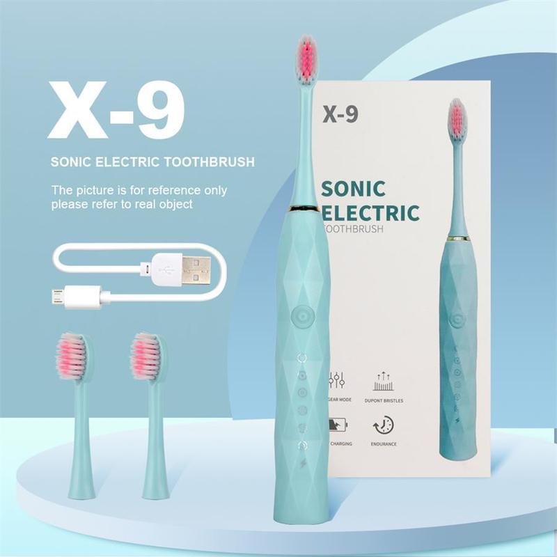 Portable Electric Toothbrush, 1 Set USB Rechargeable Sonic Teeth Cleaning Toothbrush with Replacement Brush Heads, Oral Care Product for Travel & Home Use