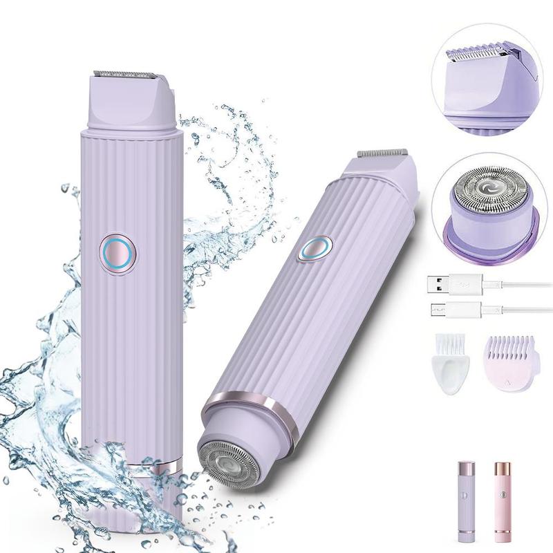 2 in 1 Electric Shaver for Women, 1 Set Rechargeable Face Hair Trimmer for Women, Waterproof Hair Removal Tool for Body, Face, Legs