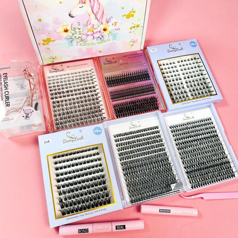 Christmas Individual False Eyelashes Kit, 1 Set Natural Look Self Grafting Curl Eyelashes, Eye Makeup Enhancement False Eyelashes for Women and Girls, Winter Gift,  Dolly Lashes