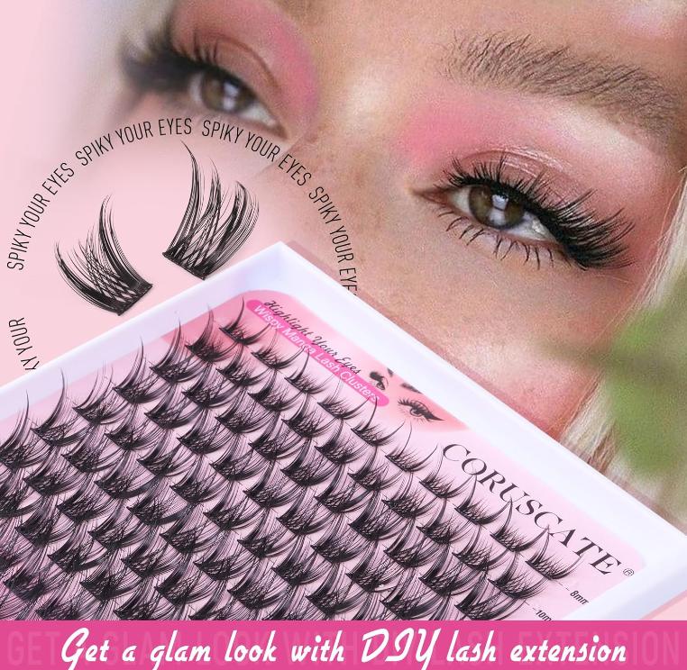 Wispy Lash Clusters Manga Eyelash Clusters, Natural Individual Lashes C Curl Spiky Cluster Eyelash Extensions, 8-16 mm False Eyelashes Anime Lash Extension Natural Look DIY Lashes by CORUSCATE