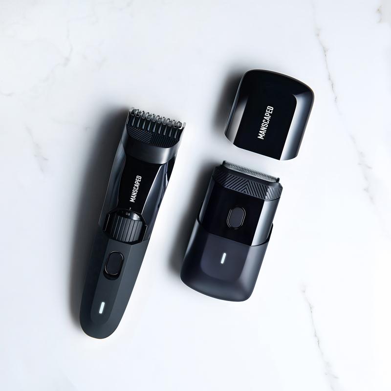 MANSCAPED® The Beard Hedger™ Premium Men's Beard Trimmer & The Handyman™ Compact Face Shaver with Long-Hair Leveler & Foil Blades Clipper Facial