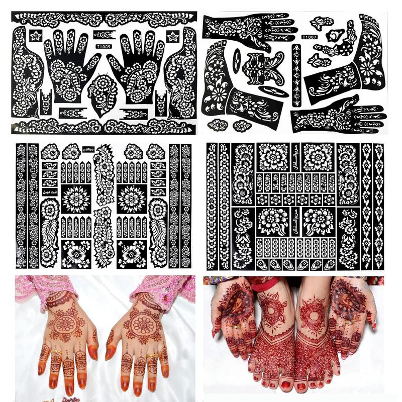 Henna tattoo kit,Indian Temporary Tattoo Stencils Airbrushing Diy Henna Tattoo Stencils Henna Art Templates, Hands Feet Leg Arm Tattoo Stickers