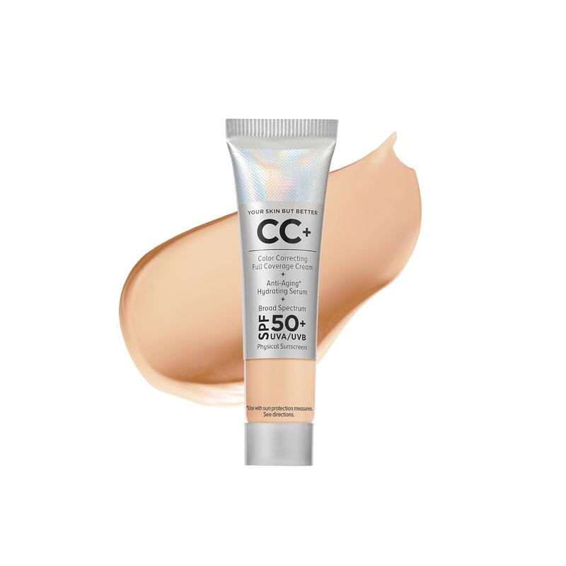 Your Skin But Better CC+ Cream Travel Size - Color Correcting Cream, Full-Coverage Foundation, Hydrating Serum & SPF 50+ Sunscreen - Natural Finish - 0.4 fl oz