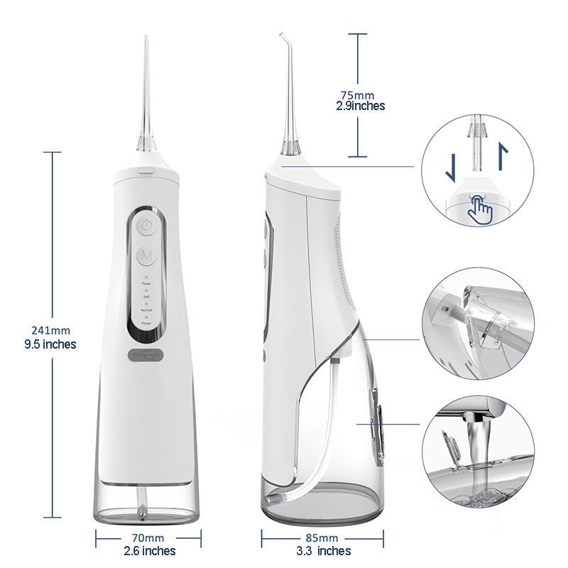 Rechargeable Water Flosser, 1 Box Cordless Oral Irrigator with 4 Counts Nozzle, Portable Teeth Cleaner for Home & Travel, Water Dental Flosser, Teeth Deep Cleaning Tools, Gift For Halloween & Christmas & Fall