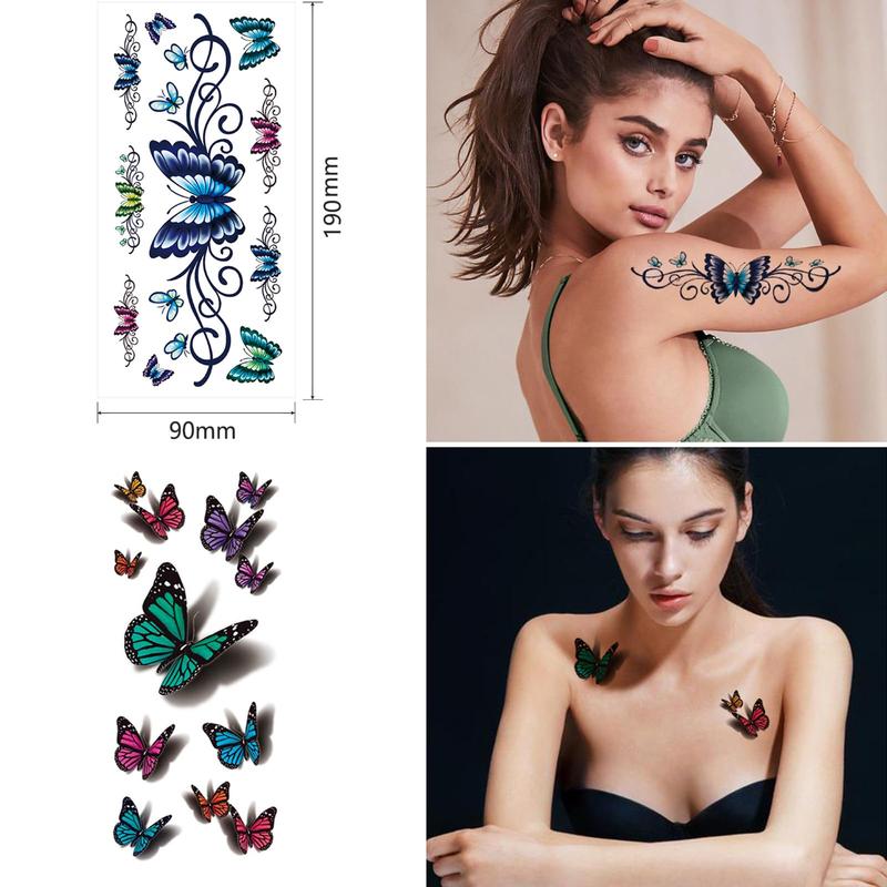 82 Sheets Flowers Tempor ary Tattoo Stickers, Roses, Butterflies and Multicolor Mixed Style Body Art Temporary Tattoos for Women,Girls Floral Waterproof