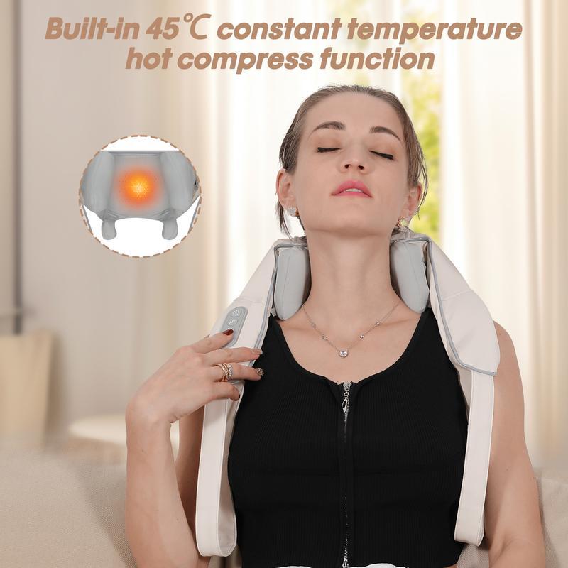 Shoulder and neck massager, wireless backbuckle design, sixth generation shiatsu shoulderand neck massager, massage trapezius muscle,massage lumbar, ideal gift, fall promotion, relaxstress, comfortable, cozy, hot sale, enjoy lifeComfort hip gray