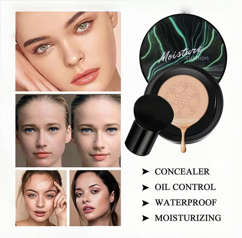 Moisturizing Mushroom Head AirCushion CC Cream, Long LastingHydrating Makeup Base, Full CoverageFlawless Makeup Cream, LightweightConcealer Foundation CosmeticProduct,Makeup Products