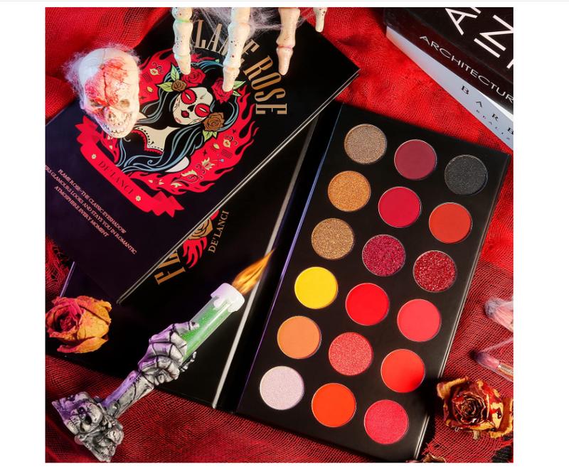 Afflano Red Eyeshadow Palette Highly Pigmented, Long Lasting True Red Eye Shadow Christmas Clown SFX Halloween Makeup Pallet Matte Shimmer