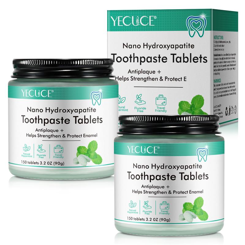 YECUCE Chewable Toothpaste Tablets, Mint Sensitive Toothpaste Tablets, Nano Hydroxyapatite, Travel Mouthwash Tablets, Eco & Portable, Strengthen Teeth, Clean Effectively 150 Tablets, 90g