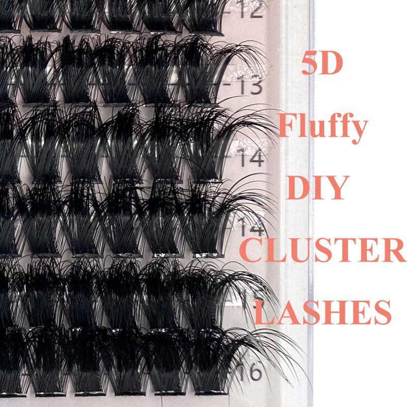 5D D Curl Thick False Eyelashes with Eyelash Extension Glue & Lashes Brush & Lashes Applicator Tool, 1 Set Mixed Length Fluffy Cluster Fake Lashes for Lashes Extensions, Eyelash Extensions Kit, Makeup Products, Fall Gift, Christmas Gift