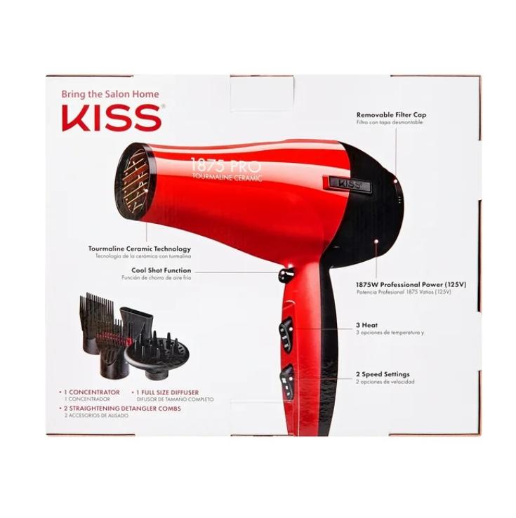 KISS 1875 Watt Pro Tourmaline Ceramic Styling Edition Hair Dryer, Styling Edition, Storage