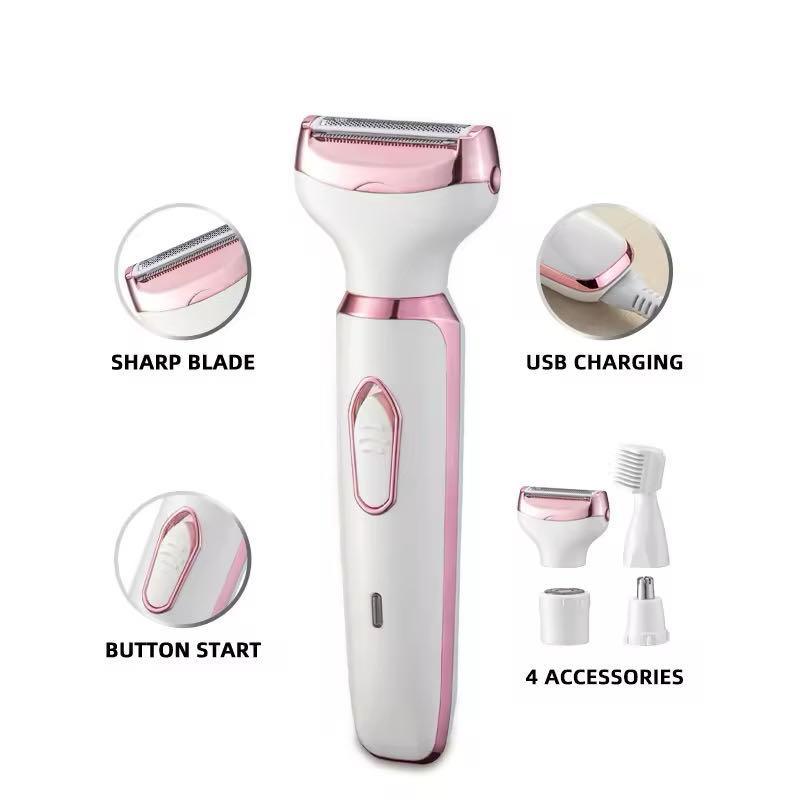 4 in 1 Electric Eyebrow Trimmer, 1 Set Rechargeable Electric Shaver with Removable Head, Multifunctional Hair Shaving Tool for Face & Body